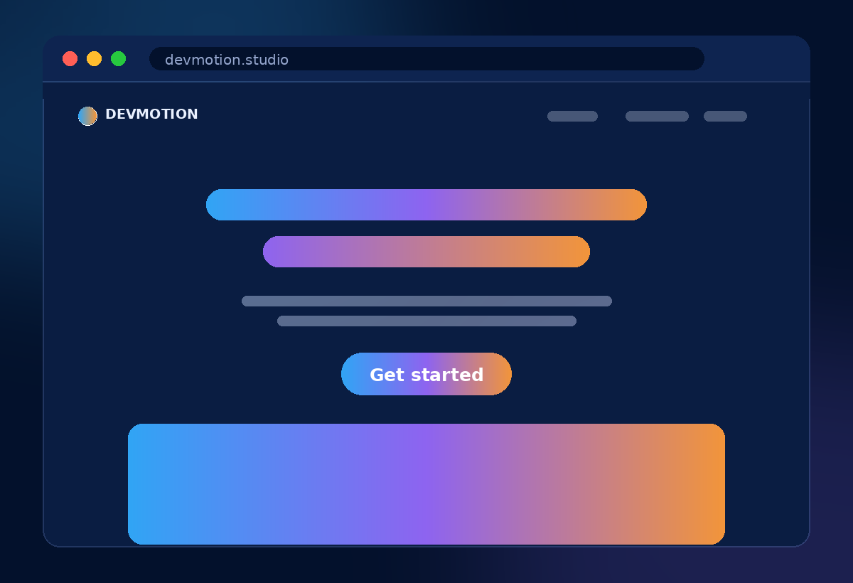 A landing page design shown in a browser window